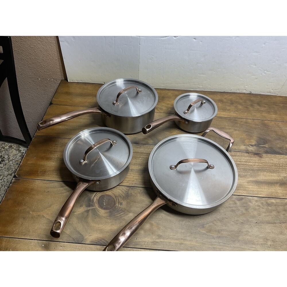 Fleischer & Wolf Professional Grade Tri-Ply Stainless Steel Pot Pan Set W/Lids